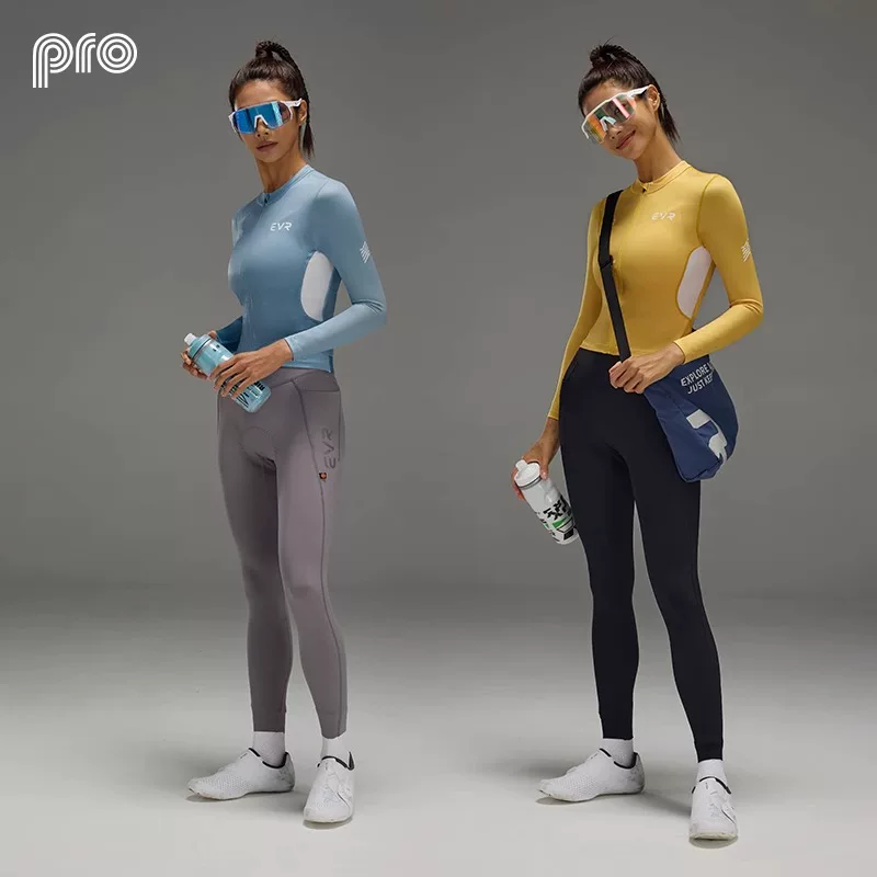 Áo thun đi xe đạp mùa thu đông EVR dành cho nữ mới mỏng lông cừu ấm áp xe đạp leo núi dài tay thoáng khí nhiều túi PRO