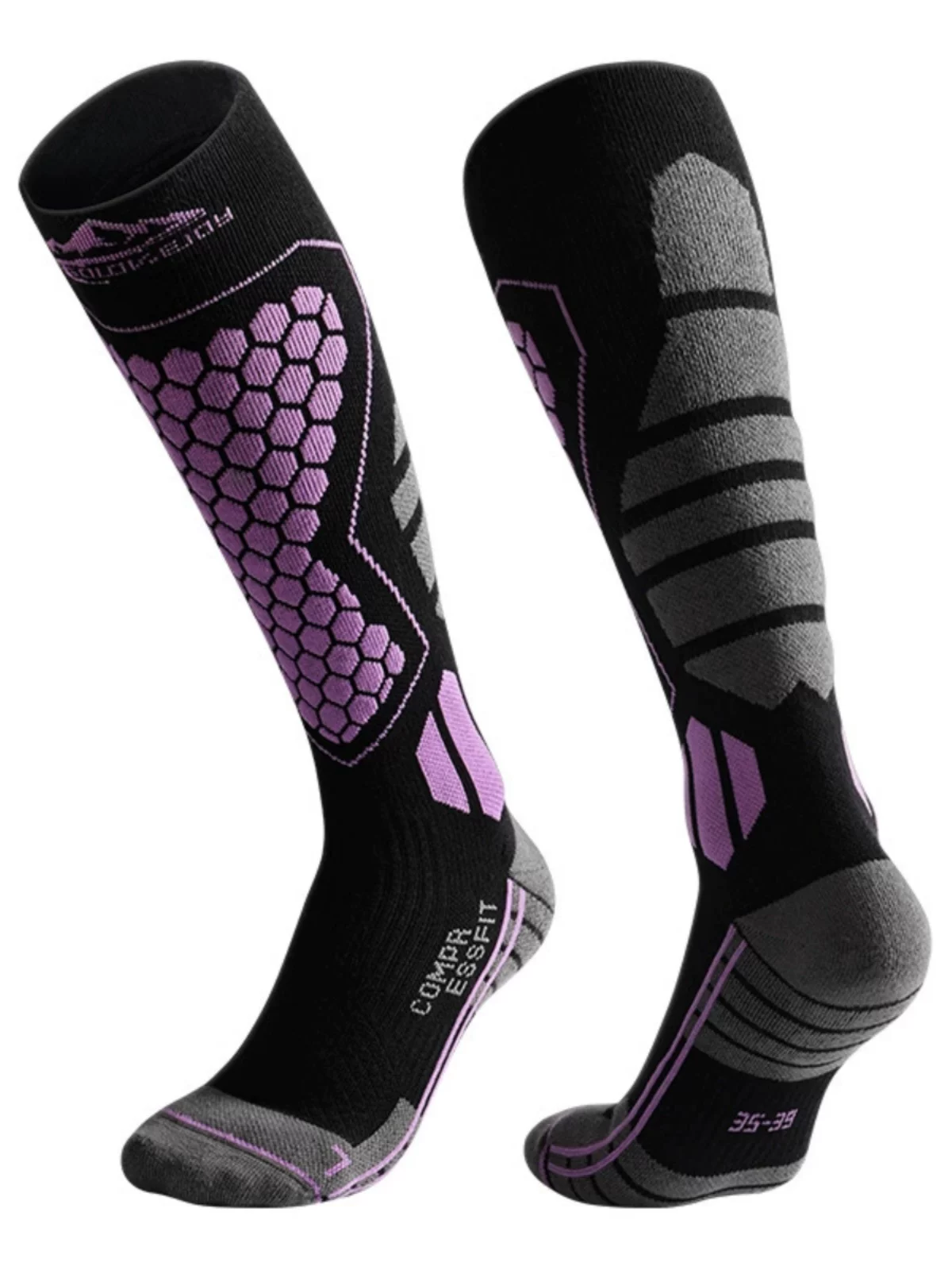 Tất trượt tuyết dành cho phụ nữ và nam giới trong mùa đông, tất dài chuyên nghiệp dày dặn dành cho ván đơn và ván đôi, tất len ​​ấm áp chống trượt khi chơi thể thao ngoài trời, tất đi tuyết