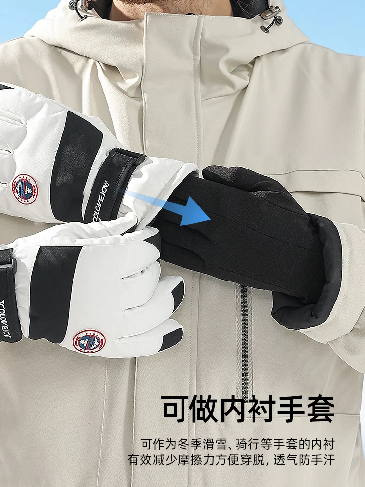 Găng tay trượt tuyết có lớp lót bên trong dành cho nữ, đi bộ đường dài ngoài trời mùa đông, leo núi, chạy bộ, giữ ấm và chống gió cho nam, có thể lộ ngón tay