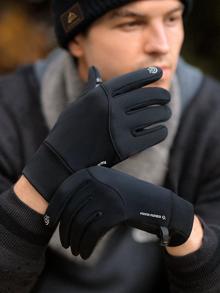 Găng tay đi xe máy mùa đông cho nam, găng tay nam ấm áp, chống gió, chống thấm nước, chống trượt, găng tay thể thao màn hình cảm ứng để đi xe đạp