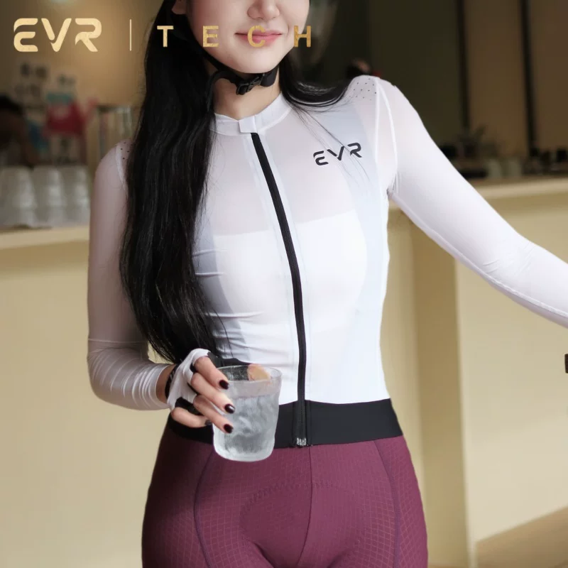 Áo đi xe đạp EVR dành cho nữ, áo dài tay mỏng chống nắng thoáng khí mùa xuân hè mới, áo xe đạp đường trường ngắn tay Chuan Yu