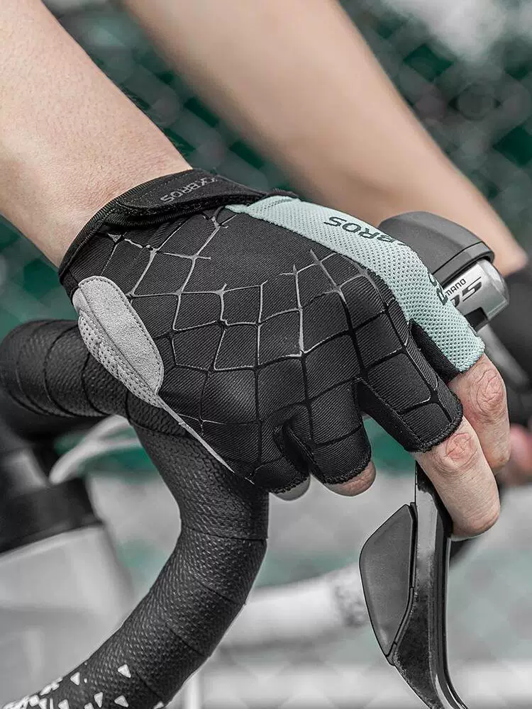 Găng tay đi xe đạp Rock Brothers mùa xuân hè nửa ngón tay chống sốc chống trượt thể thao ngoài trời găng tay ngắn ngón tay dành cho nam và nữ