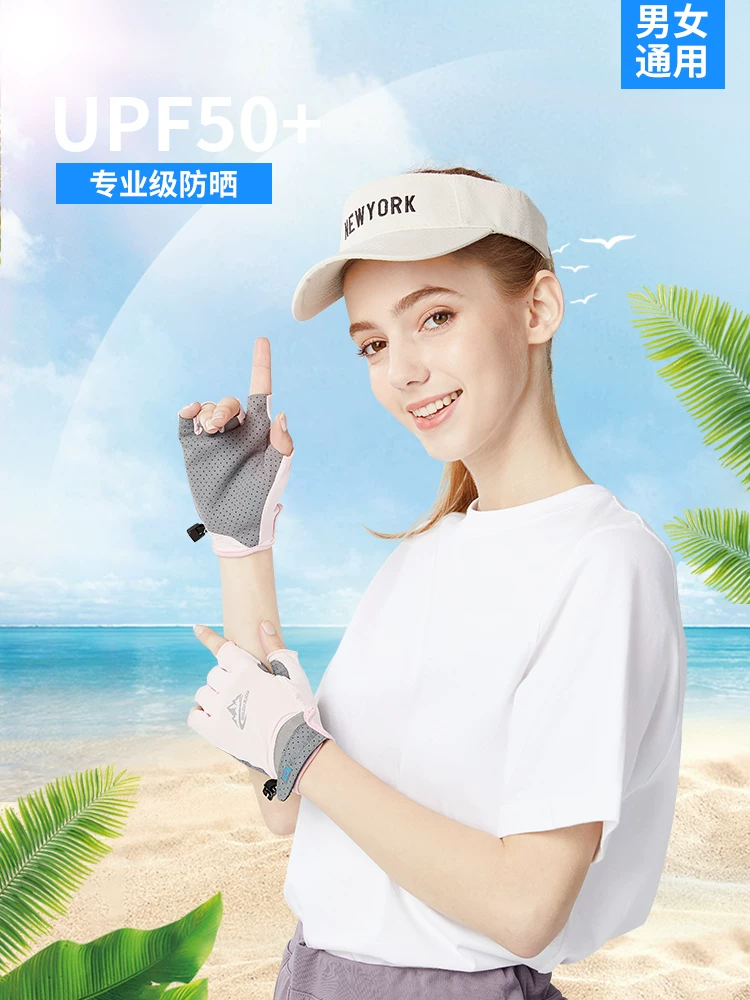 Găng tay nửa ngón chơi gôn mùa hè dành cho nam, chống trượt khi đạp xe, găng tay thể dục chống nắng khi lái xe bằng lụa băng thoáng khí dành cho nữ