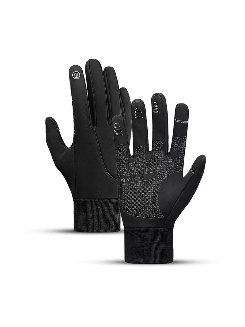 Găng tay dành cho nam và nữ trong mùa đông, ấm áp, chống gió, lót lông cừu, chống thấm nước, màn hình cảm ứng, đạp xe ngoài trời, chống trượt, chống lạnh, găng tay xe đạp điện