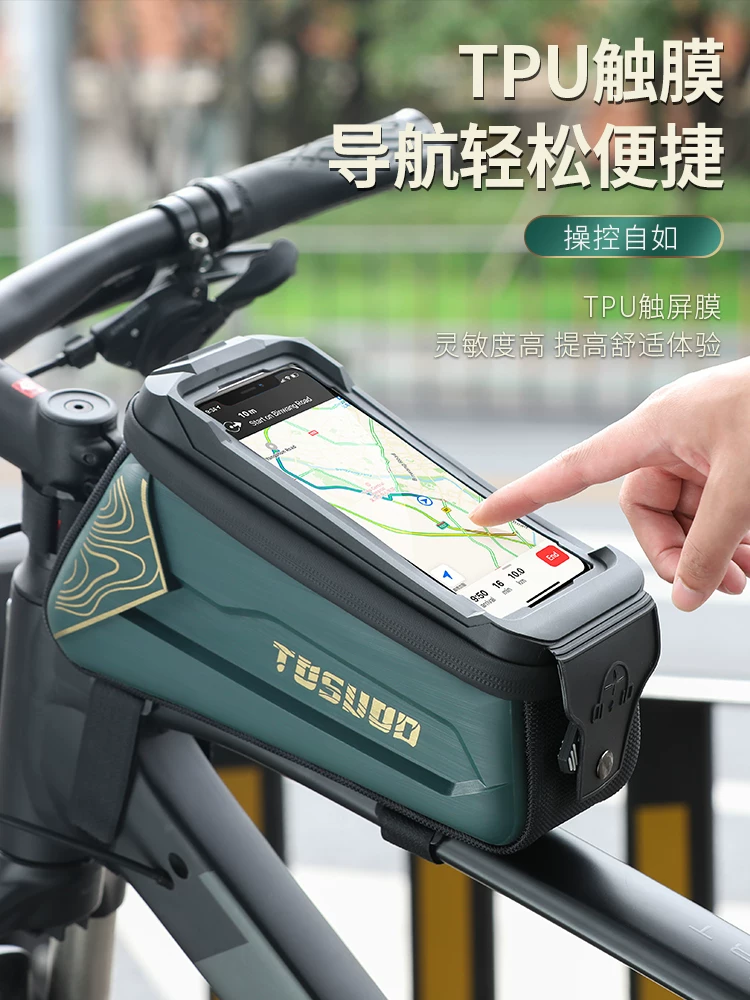 Túi đựng xe đạp, túi đựng chùm đèn phía trước, túi đựng ống cứng trên xe đạp leo núi, túi đựng điện thoại di động chống nước, phụ kiện đi xe đạp đa năng