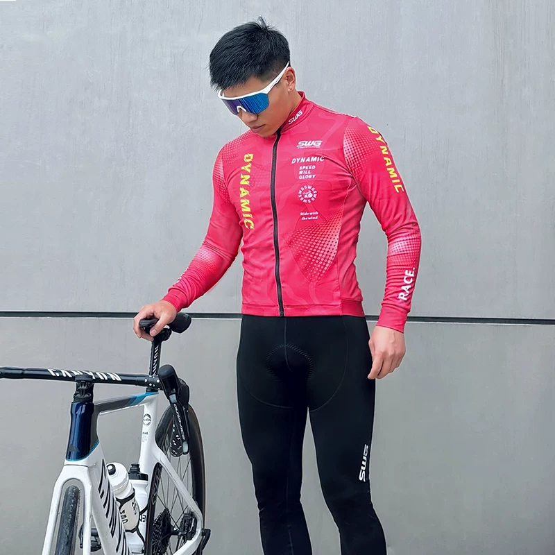 SWG Mingsheng Bộ đồ đi xe đạp bằng lông cừu mùa thu đông Bộ đồ đi xe đạp dày dặn ấm áp Bộ đệm mũi tên đôi