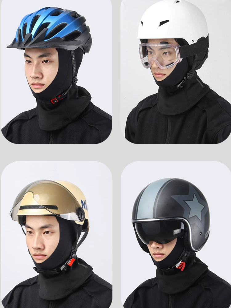 Mũ giữ ấm cho xe máy nam vào mùa thu đông, mũ bảo hiểm toàn mặt lót lông cừu cho nữ, khăn quàng cổ đi xe đạp, mặt nạ chống gió