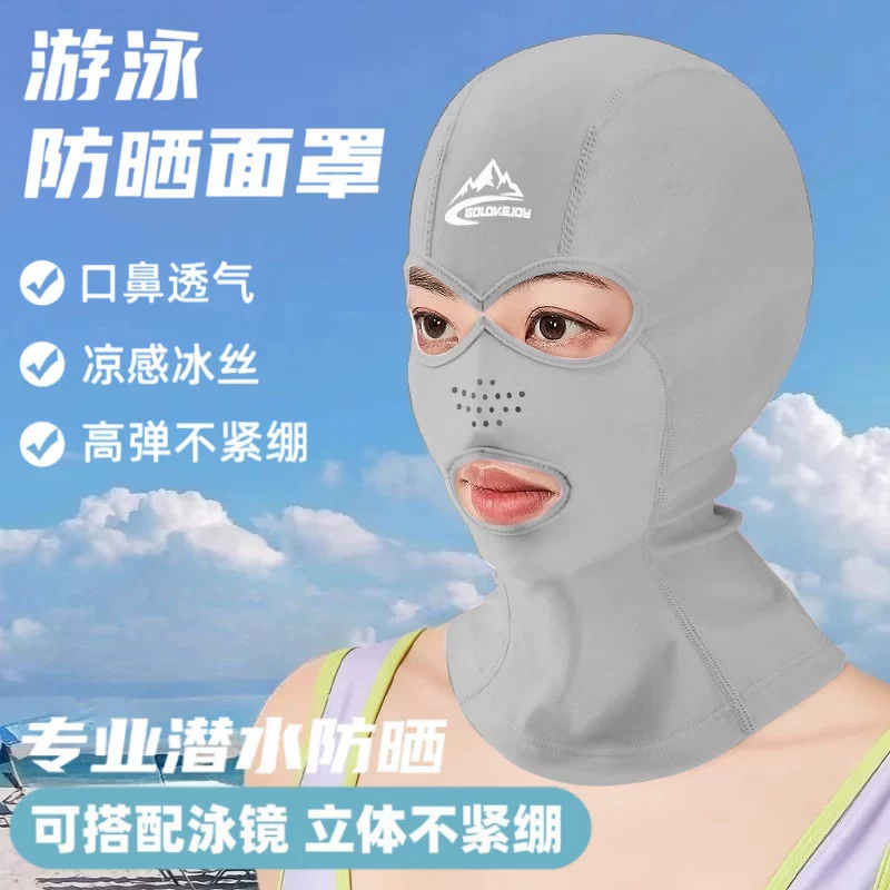 Mặt nạ bơi dành cho nam và nữ, mặt nạ chống nắng tích hợp bảo vệ cổ, chống tia cực tím, che nắng toàn mặt cho bãi biển và mùa hè.