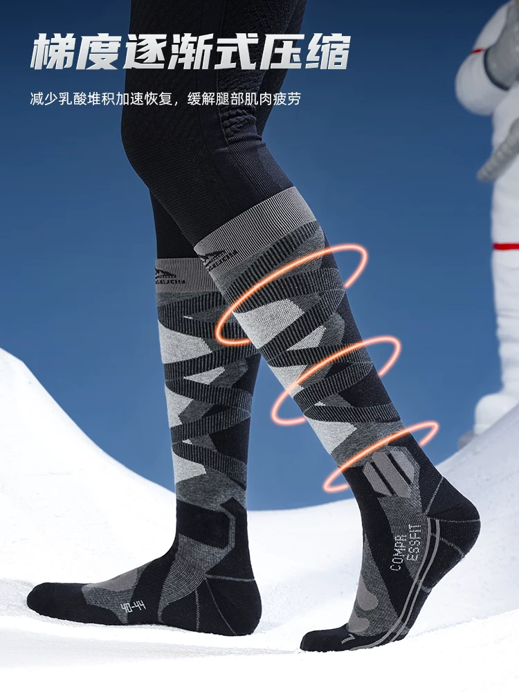 Tất trượt tuyết dành cho phụ nữ và nam giới trong mùa đông, tất dài chuyên nghiệp dày dặn dành cho ván đơn và ván đôi, tất len ​​ấm áp chống trượt khi chơi thể thao ngoài trời, tất đi tuyết