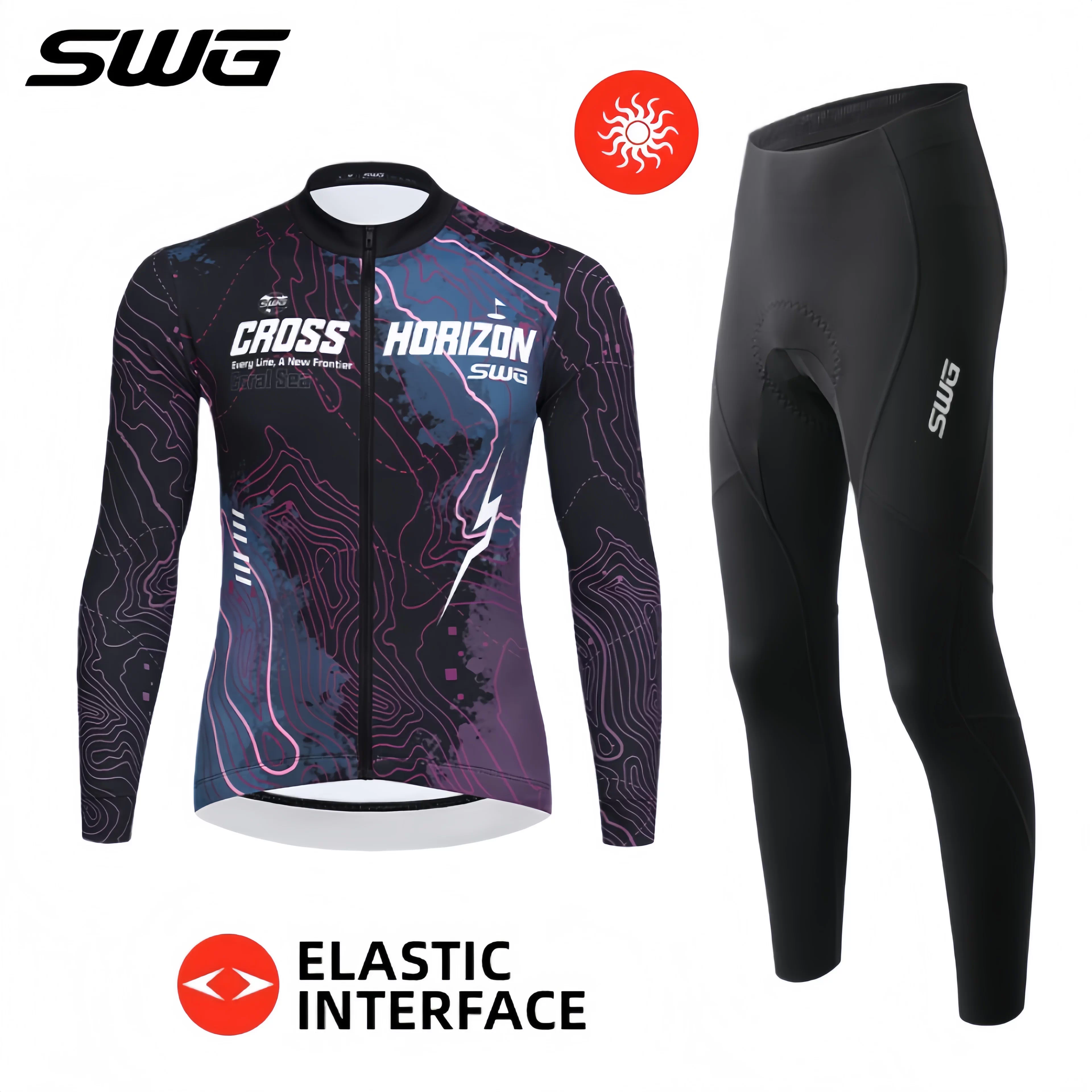 Bộ quần áo đạp xe giữ ấm SWG Mingsheng mùa thu đông, giữ ấm 5-15 độ, dành cho nam và nữ, kèm đệm yên xe hai mũi tên.