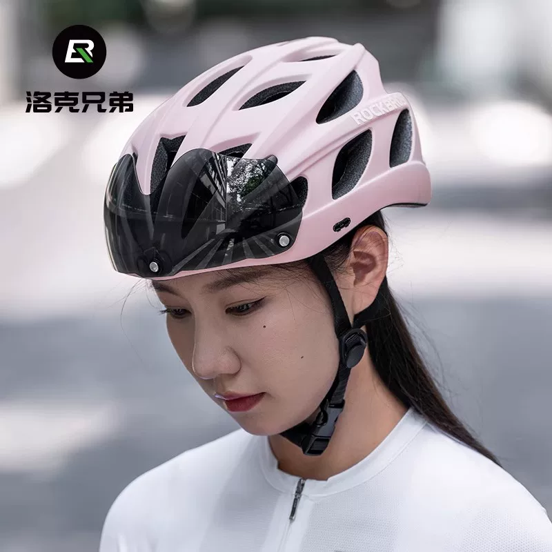 Mũ bảo hiểm xe đạp ROCKBROS có kính từ tính, thoáng khí dành cho nam và nữ, mũ bảo hiểm chống gió cho xe đạp đường trường và leo núi