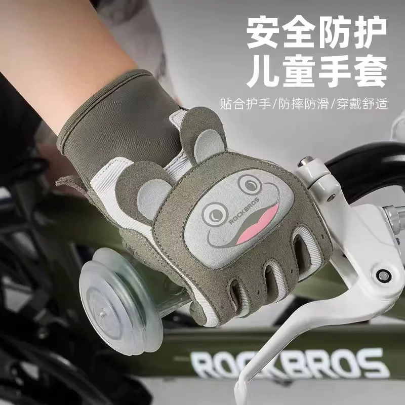 Găng tay đi xe đạp dành cho trẻ em Rock Brothers, xe đạp leo núi, xe đạp đường trường, trượt patin, dụng cụ bảo hộ thể thao dành cho học sinh nam và nữ