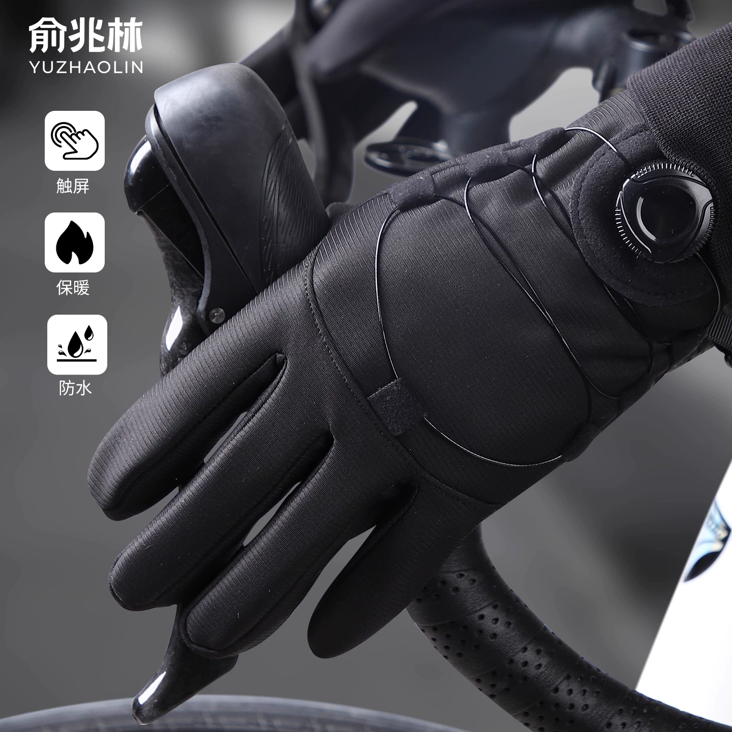 Găng tay đi xe đạp cho nam mùa đông, xe đạp điện lót lông cừu, ấm áp, thể thao ngoài trời, chạy bộ, chống gió, chống lạnh, không ngón tay, màn hình cảm ứng