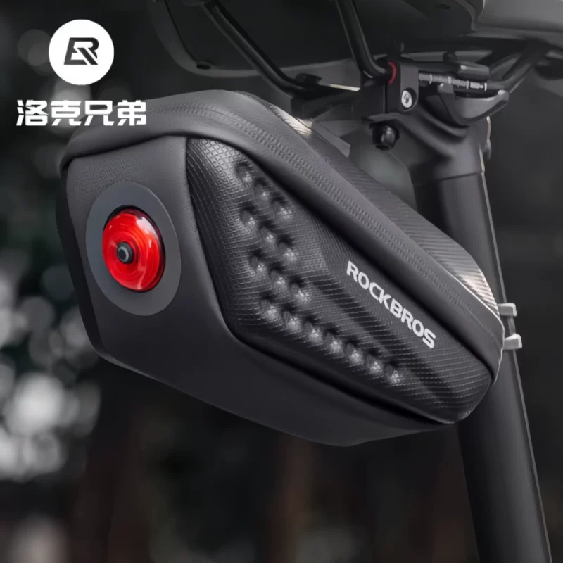 Túi đựng xe đạp Rock Brothers có đèn, túi đuôi xe cứng, túi đựng yên xe đạp gấp đường núi, túi yên xe đạp gấp