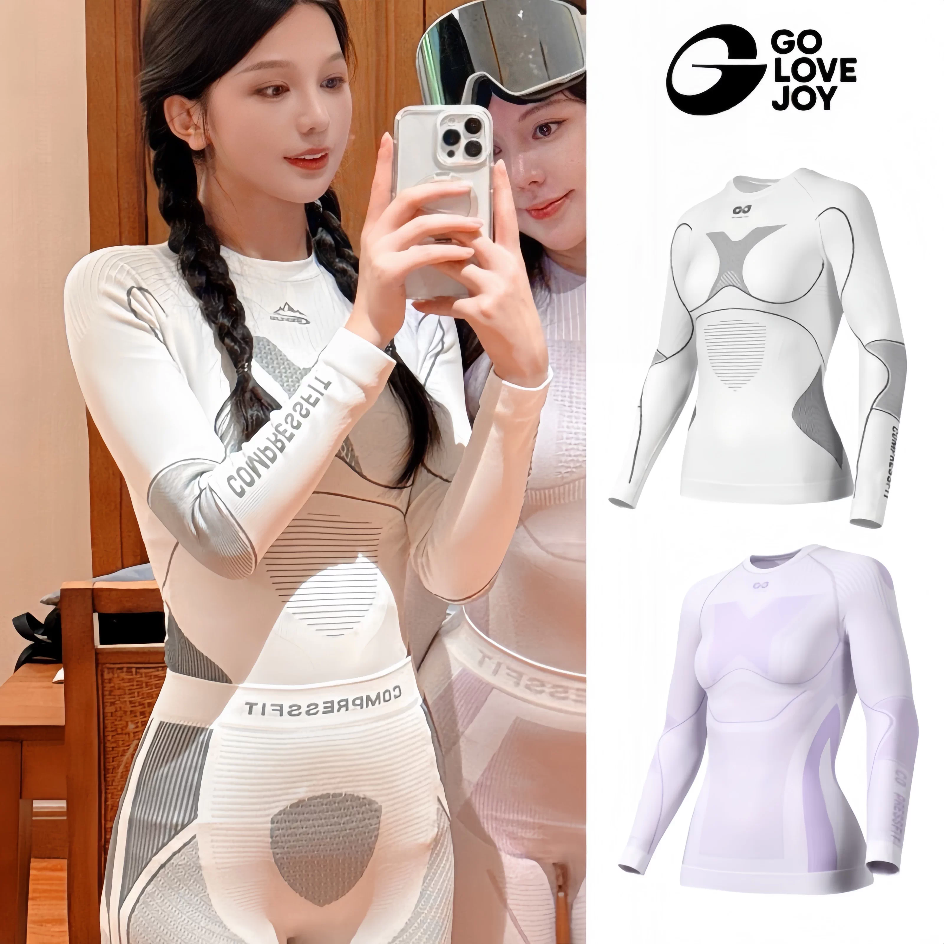 Quần áo trượt tuyết nhanh khô dành cho phụ nữ và nam giới, bộ đồ chuyên nghiệp dài tay thấm mồ hôi và ấm áp, đồ lót nén leo núi ngoài trời và quần legging cho mùa đông