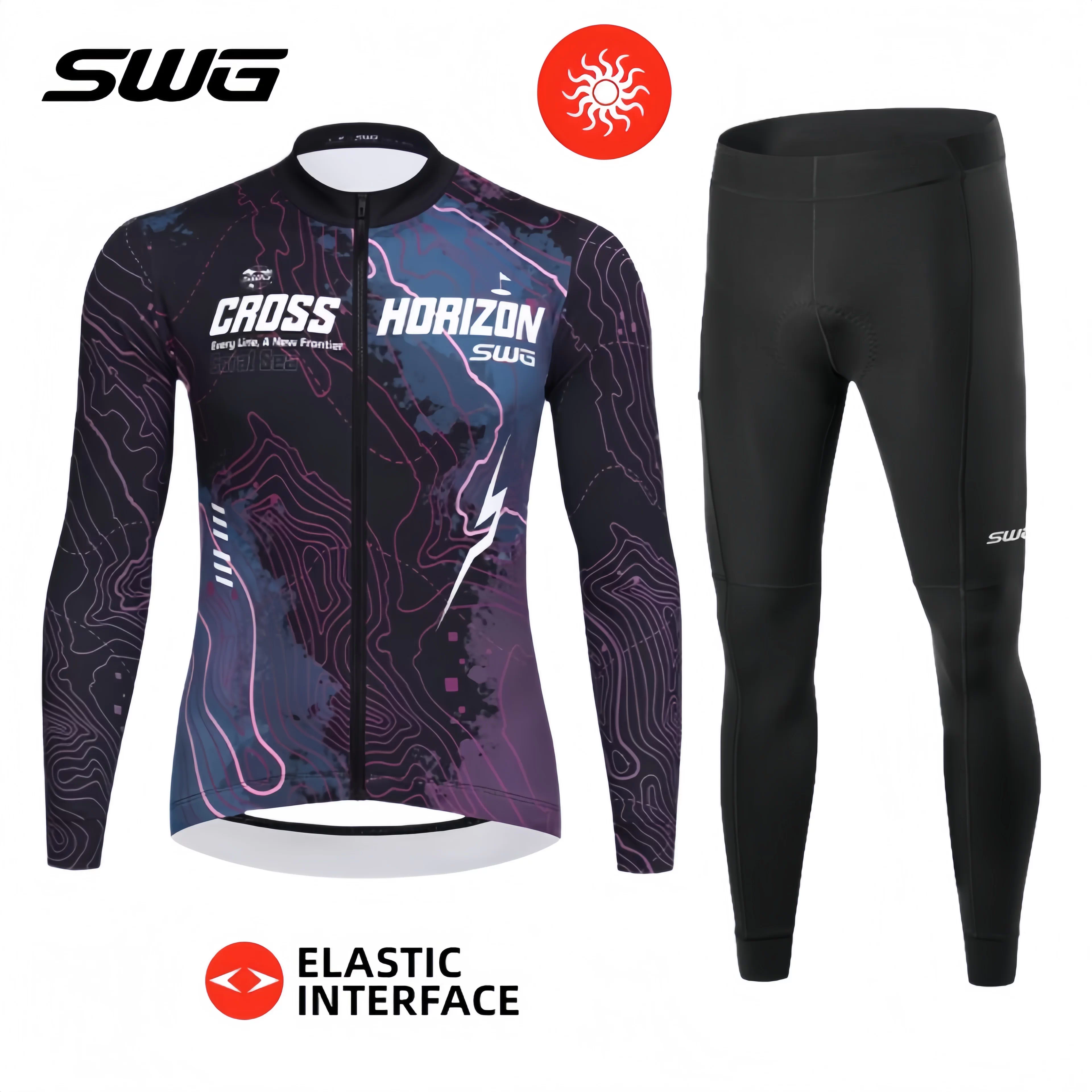 SWG Mingsheng Bộ đồ đi xe đạp Bộ lông cừu ấm áp dài tay quần dài unisex mùa thu đông ngoài trời đi xe đạp thể thao