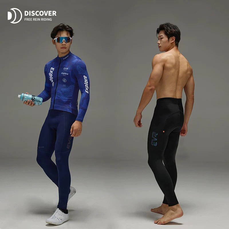 Quần đi xe đạp có dây đeo đôi mũi tên mùa thu đông cân bằng EVR có lớp lót lông cừu dành cho nam, quần dài đi xe đạp đường trường ấm áp KHÁM PHÁ