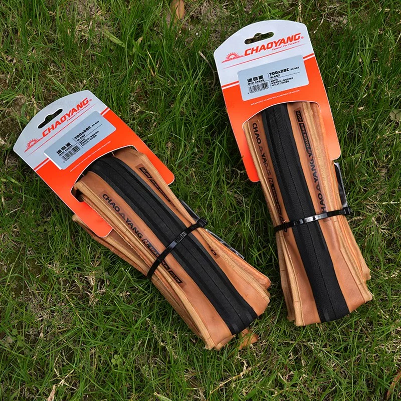 Lốp xe đạp đường trường Chaoyang 700×25/28C, gấp gọn, viền vàng, chống thủng, kiểu cổ điển