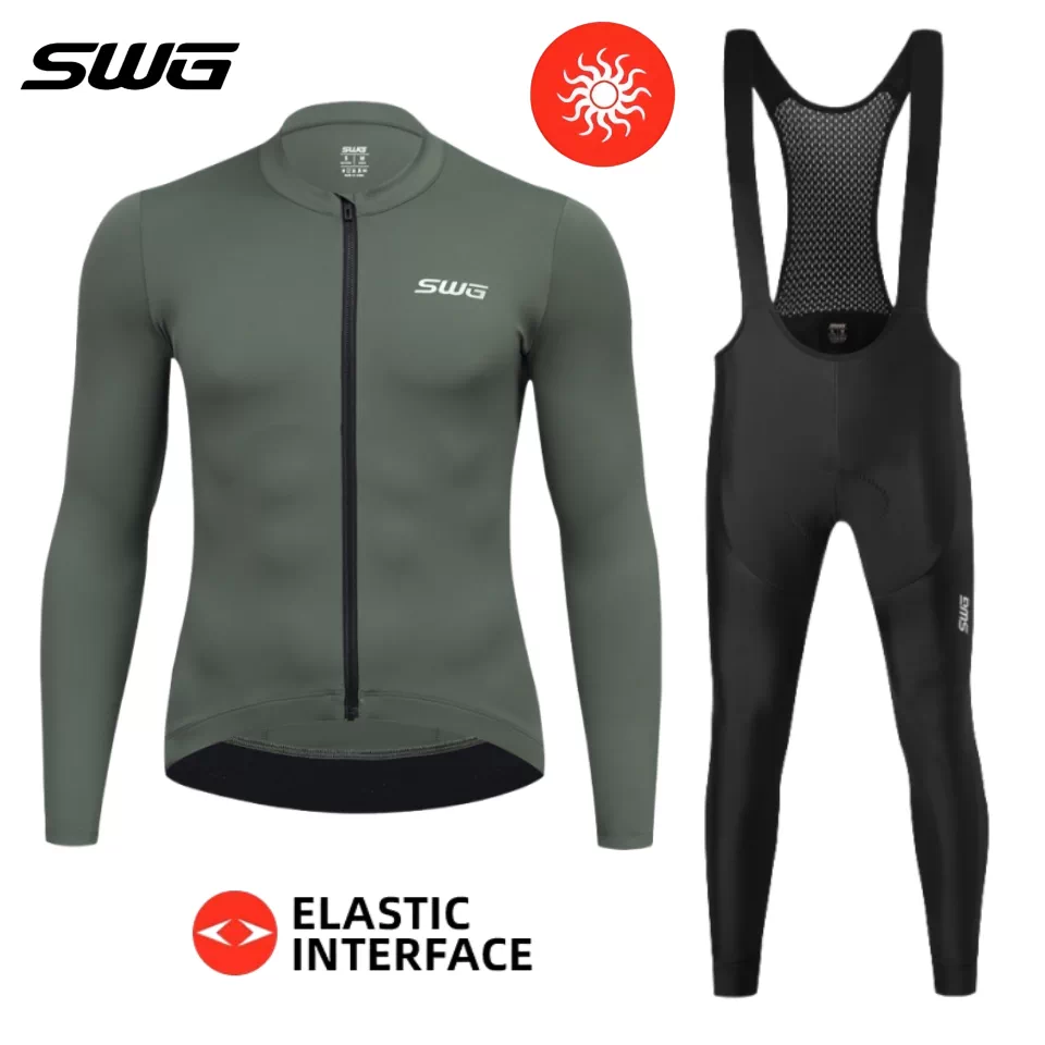 Bộ đồ đi xe đạp SWG Mingsheng, áo dài tay và quần dài nam có lót lông cừu ấm áp, trang phục thể thao đi xe đạp ngoài trời cho mùa đông.