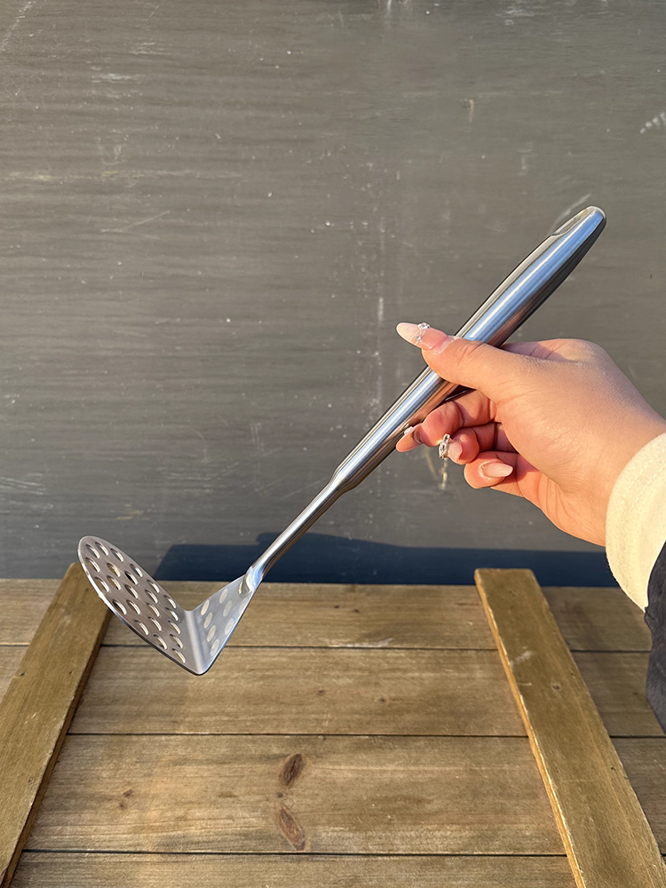 Dụng cụ nghiền khoai tây bằng thép không gỉ 18/10, dụng cụ nghiền gia dụng, máy nghiền thức ăn bổ sung cho trẻ em, thìa nghiền khoai tây kiểu ép