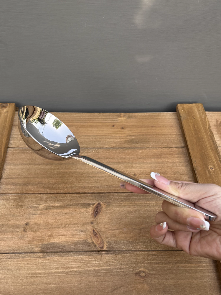 Muỗng đầu tròn lớn cán dài bằng thép không gỉ 18/10 hạng nặng, muỗng súp lớn miệng sâu dày, muỗng cháo, muỗng phục vụ cơm và bột.