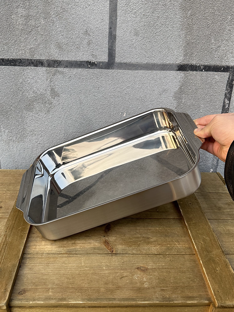 Chảo rán đáy phẳng inox 18/10 Little Monster, chảo khô hải sản, bếp từ, nồi lẩu, chảo luộc cá, đĩa hình chữ nhật