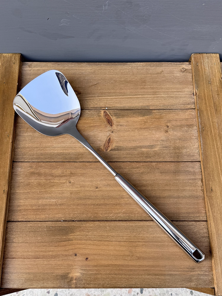 Xuất khẩu sang Đức thìa nấu ăn bằng thép không gỉ 304 thìa nấu ăn gia dụng nhà bếp dày chống bỏng tay cầm dài dụng cụ nhà bếp