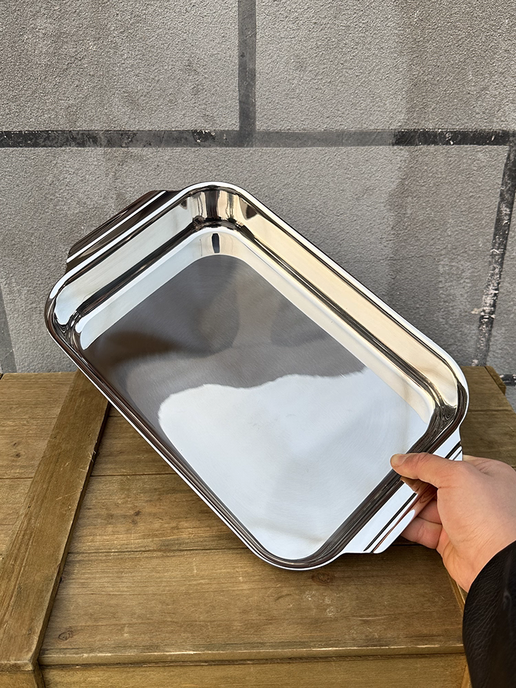 Chảo rán đáy phẳng inox 18/10 Little Monster, chảo khô hải sản, bếp từ, nồi lẩu, chảo luộc cá, đĩa hình chữ nhật