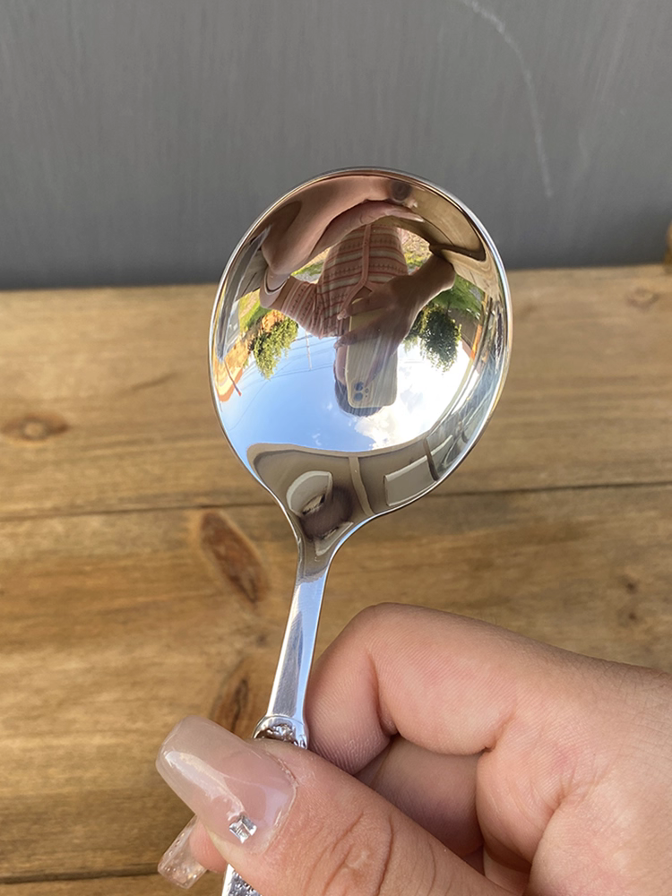 【Tập trung vào chất lượng, được sử dụng bởi Boss Lady chính hãng】Thìa đầu tròn bằng thép không gỉ 304 dùng để ăn, thìa súp, thìa tròn lớn để uống súp