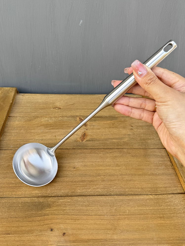 Bộ muôi múc canh inox cán tròn dày, muôi lẩu, rây lọc, muôi lẩu cán dài, bộ rây lọc canh