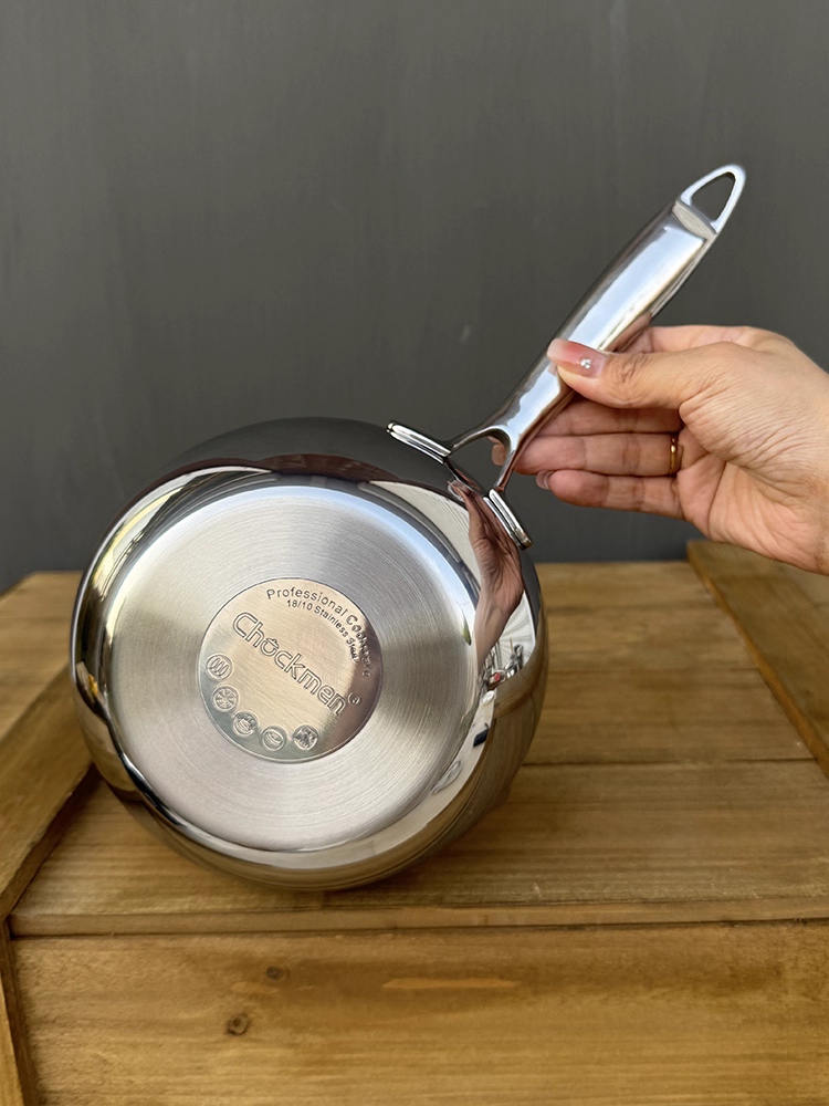 Nồi sữa bằng thép không gỉ 18/10 dành cho một người, chảo rán nhỏ một tay cầm, chảo Yukihira không tráng phủ, chảo đa năng để chiên, nấu ăn và luộc, 16cm