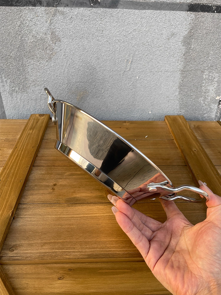 Chảo đa năng Little Monster bằng thép không gỉ, dùng được cho món Paella Tây Ban Nha, chiên, xào, nấu lẩu cay, nướng phô mai, cơm nướng