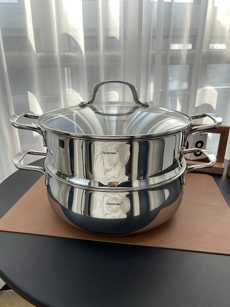 Nồi hấp inox 316 Đức cao cấp, hai lớp dày, dùng được cho gia đình, nấu súp, dùng được với bếp gas và bếp từ