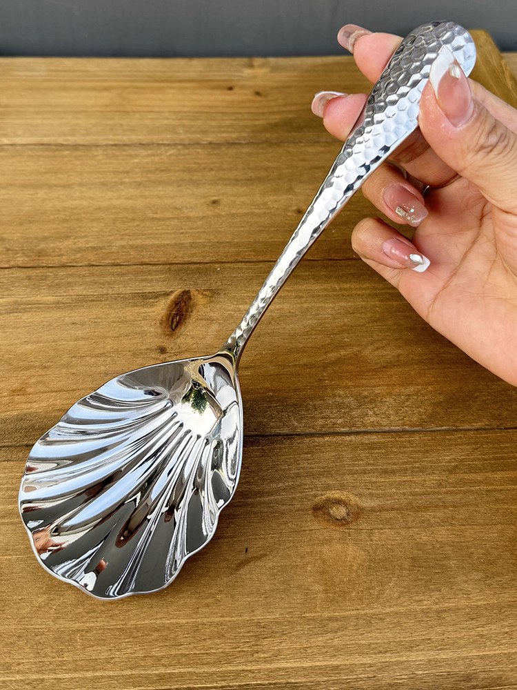 Muỗng phục vụ bằng thép không gỉ 18/10 mới, đồ dùng khách sạn, muỗng phục vụ kiểu búa, muỗng trộn, muỗng hình vỏ sò