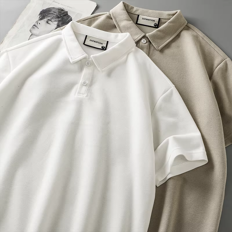 Áo sơ mi POLO 100% cotton hạng nặng 300G kiểu Mỹ nguyên chất dành cho nam, áo thun thể thao mùa hè ngắn tay, dáng rộng, thoáng khí, cổ áo thun dành cho nữ