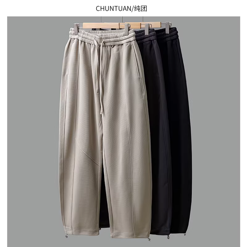 Quần jogger nam chất dày, kiểu mới thu đông 2024, kiểu dáng Mỹ, quần thể thao rộng ống, quần dài thẳng, phong cách thường ngày.