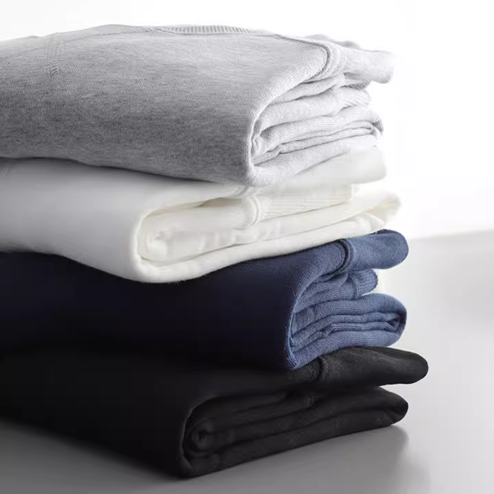 Áo thun cotton nguyên chất hạng nặng 340G dành cho nam, kiểu mới xuân thu 2023, cổ tròn màu xám nguyên chất, áo sơ mi dài tay dáng rộng dành cho nam, lót lông cừu.