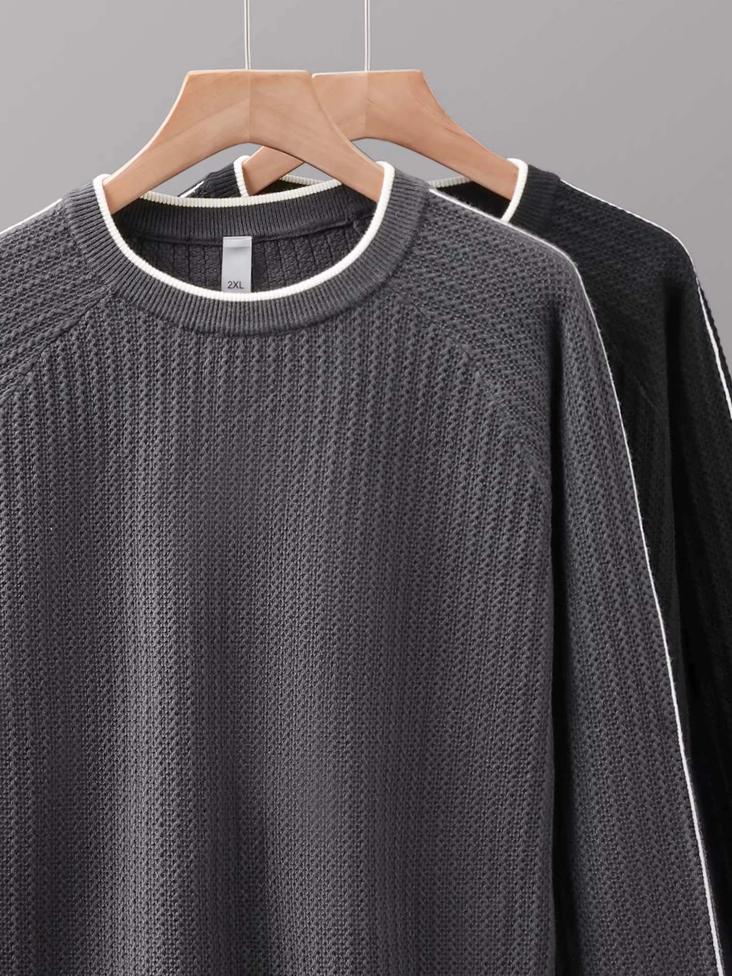 Áo len nam hai mảnh kiểu dáng nặng, chất liệu Mỹ, phong cách rộng rãi và thoải mái, cổ tròn, thích hợp cho mùa thu đông