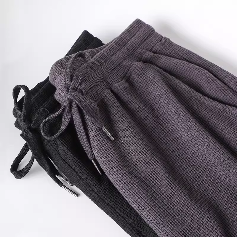Quần jogger dệt kim kiểu Nhật dành cho nam, mùa xuân và mùa thu, dáng rộng, cảm giác cao cấp, quần dài thường ngày lót lông cừu, hợp thời trang.