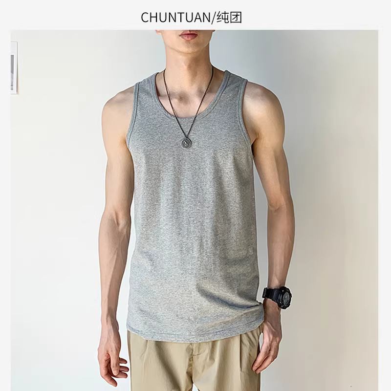 Áo ba lỗ màu xám trơn kiểu Nhật dành cho nam, áo ba lỗ thể thao mỏng mùa hè tập thể dục chạy bộ áo vest không tay áo thun không tay hợp thời trang