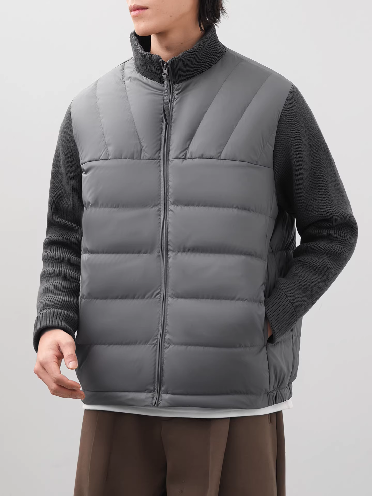 Áo khoác nam lông vũ 90% nguyên chất, áo len dệt kim cao cấp dày dặn ấm áp mới năm 2025, phối áo khoác mùa đông