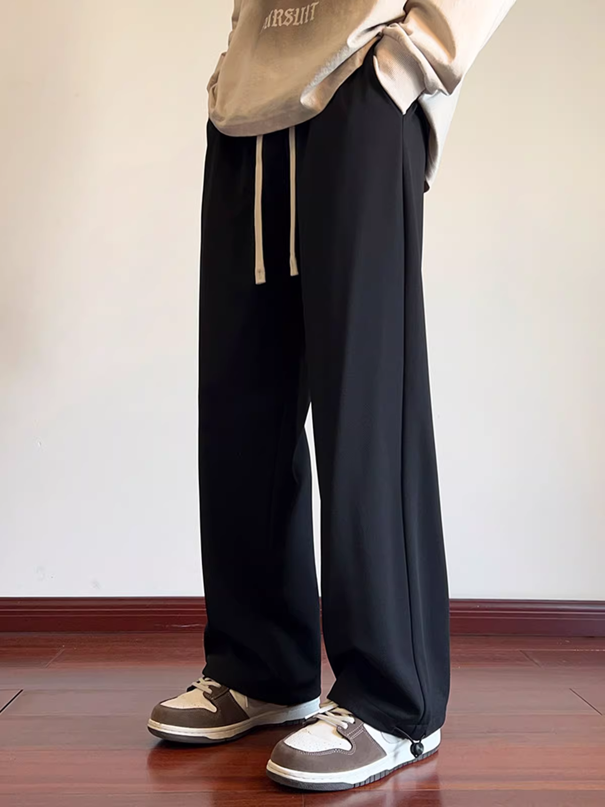 Quần jogger dây rút cho nam, quần ống rộng dáng xuông hợp thời trang mùa xuân, quần thể thao dáng rộng ống thẳng phong cách Mỹ cho bé trai.