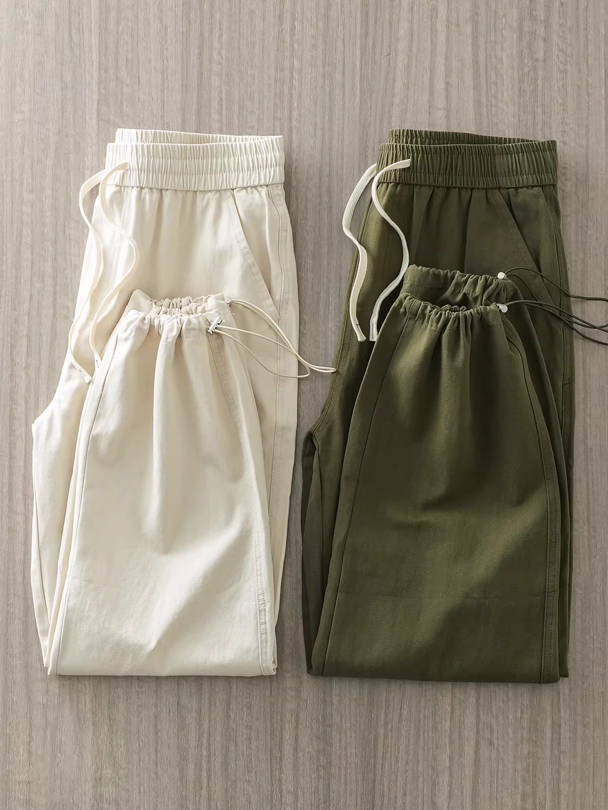 Quần cotton nguyên chất kiểu Mỹ dáng thẳng dành cho nam, quần jogger dáng rộng có dây rút mới mùa xuân thu, quần thể thao dệt kim.