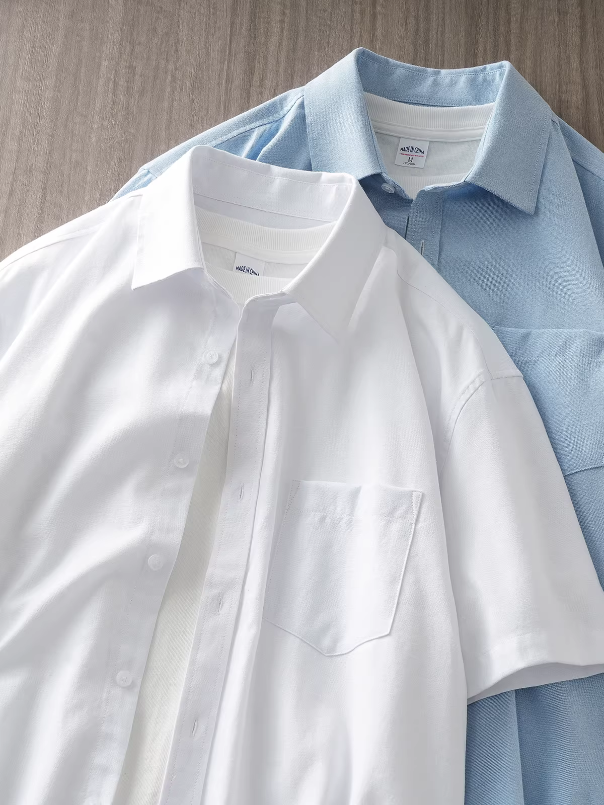 Áo sơ mi Oxford hạng nặng dành cho nam, tay ngắn, mùa hè, dáng rộng, cảm giác cao cấp, áo sơ mi màu trơn, áo sơ mi cổ bẻ thông thường, áo khoác dành cho nam.