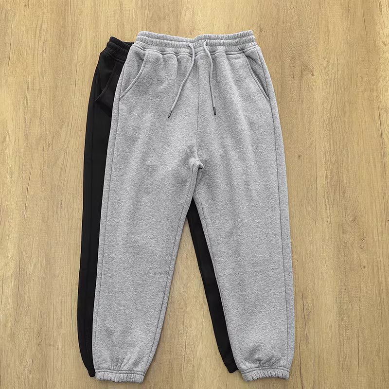Quần thể thao nam kiểu Nhật, mùa xuân thu, lót lông cừu, màu xám, dáng rộng, quần jogger, quần thường ngày, hợp thời trang.