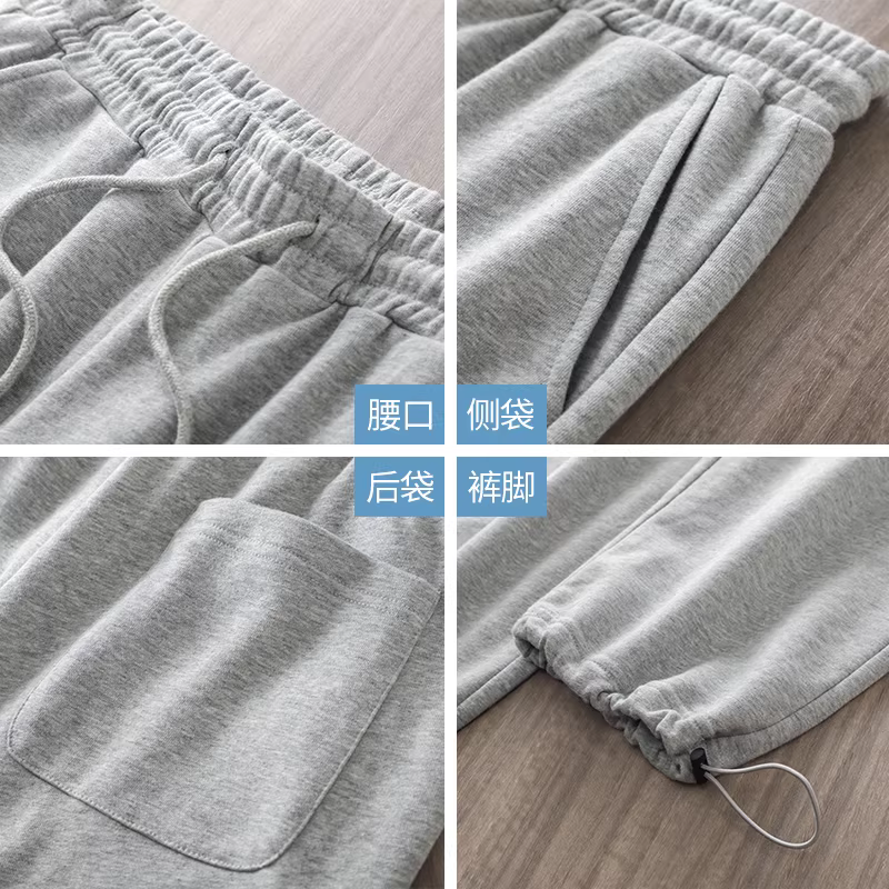 Quần thể thao màu xám kiểu Nhật dành cho nam, quần jogger mỏng có dây rút mùa hè, quần thể thao ống thẳng rộng rãi hợp thời trang có đường xếp nếp.