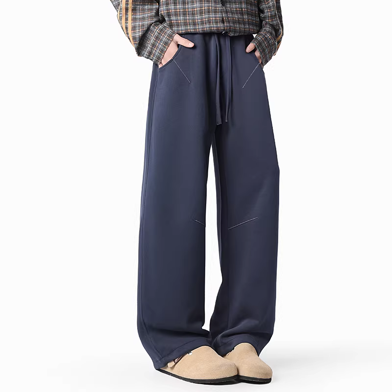 Quần thể thao hạng nặng 400G dành cho nam, quần thể thao dáng rộng ống thẳng phong cách Mỹ mùa hè, quần ống rộng kiểu dao cong thương hiệu thời thượng đường phố cao cấp
