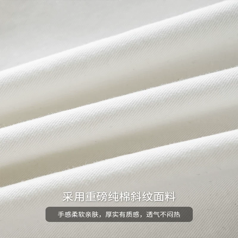 Áo sơ mi cotton nguyên chất hạng nặng 350G dành cho nam, dài tay, xuân thu, phong cách Mỹ, màu trơn, có ve áo, có túi, áo sơ mi trắng giản dị
