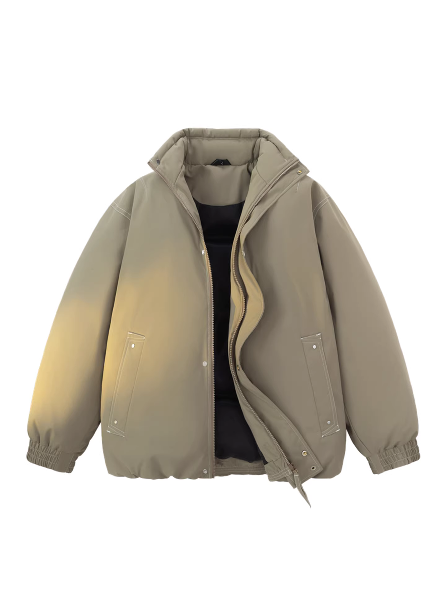 Áo khoác cotton cổ đứng kiểu Mỹ thuần túy dành cho nam, mẫu mới mùa đông 2025, dáng rộng, dày dặn, ấm áp, áo phao thời trang.