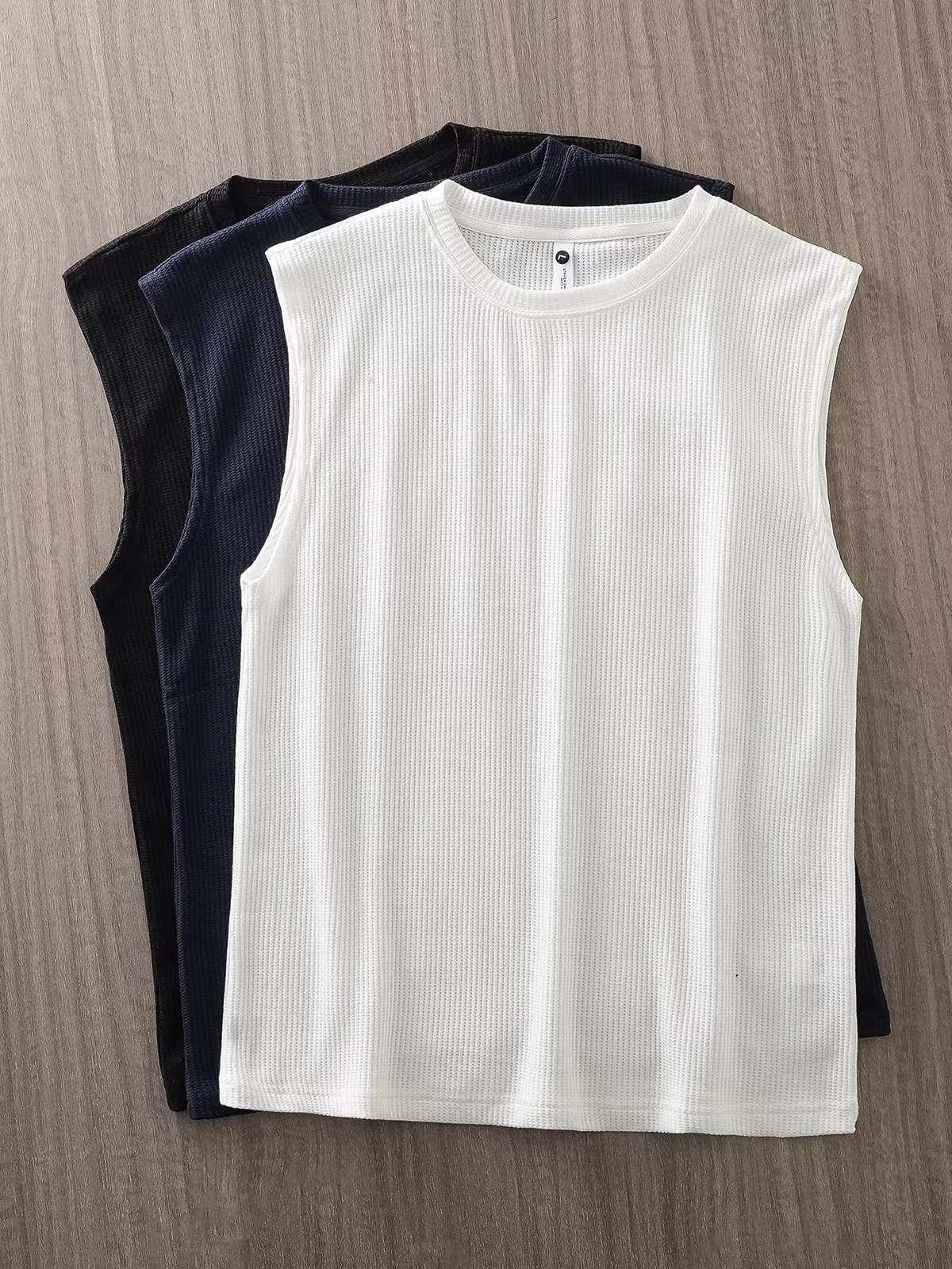 Áo vest không tay dệt kim hạng nặng kiểu Mỹ dành cho nam, áo khoác thể thao thể thao màu trơn rộng rãi mùa hè, áo thun không tay vai rộng